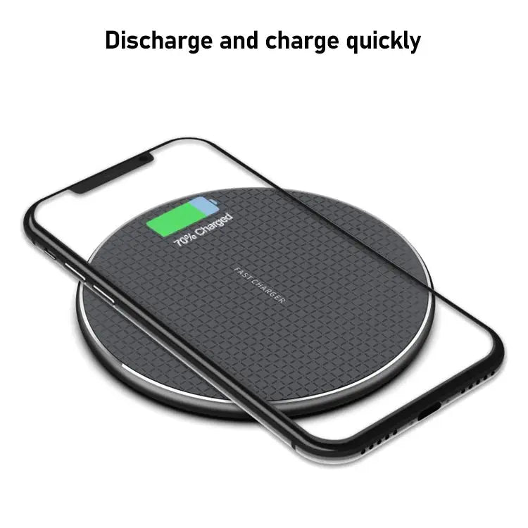 K8 15W Aluminum Alloy Round Desktop Wireless Charger with 1m Type-C Fast Charging Cable - K8 / Black