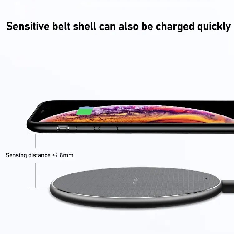 K8 15W Aluminum Alloy Round Desktop Wireless Charger with 1m Type-C Fast Charging Cable - K8 / Black