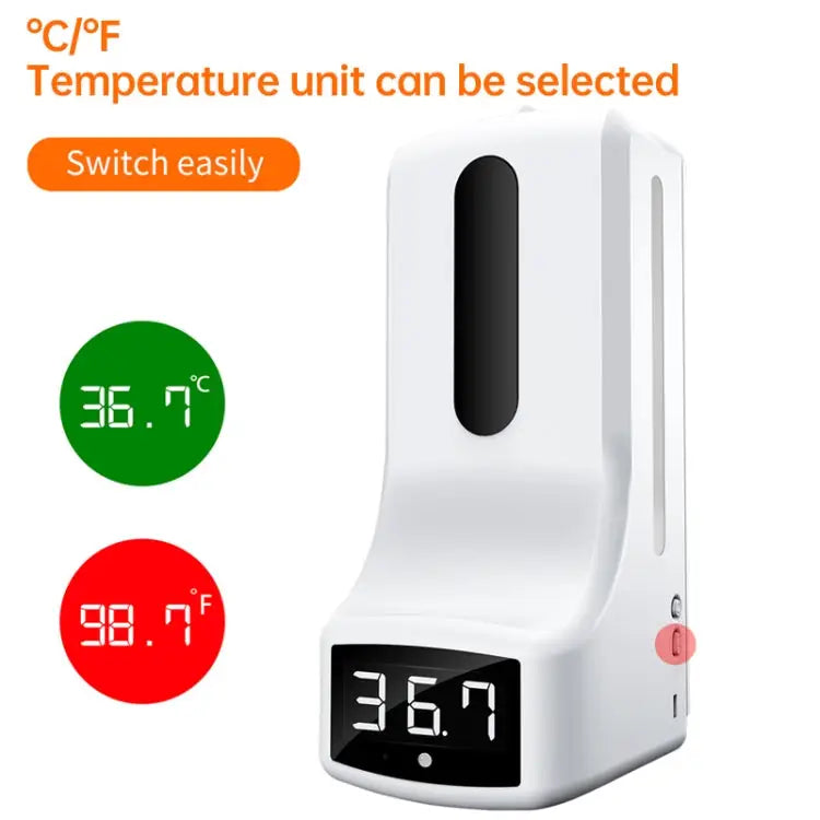 K9 Pro Handsfree Non-contact Body Light-sensitive Distance Sensor Thermometer + 1000ml Automatic Non-contact Liquid
