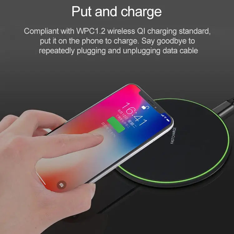 KD-1 Ultra-thin 10W Normal Charging Wireless Charger - Normal Charging, Black / Black