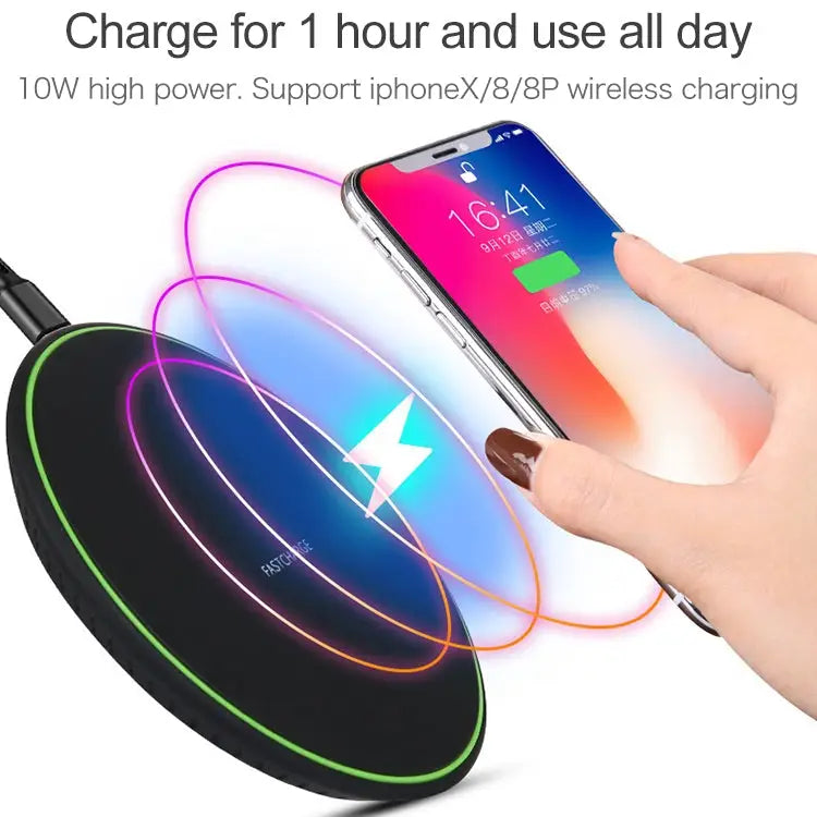 KD-1 Ultra-thin 10W Normal Charging Wireless Charger - Normal Charging, Black / Black