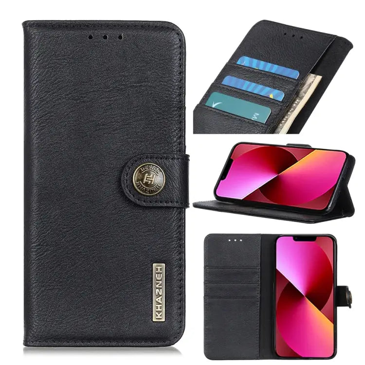 KHAZNEH Cowhide Texture Horizontal Flip Leather Case with Holder & Card Slots & Wallet For iPhone 13 For iPhone 13 Pro