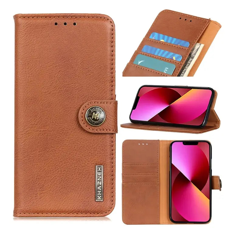 KHAZNEH Cowhide Texture Horizontal Flip Leather Case with Holder & Card Slots & Wallet For iPhone 13 For iPhone 13 Pro
