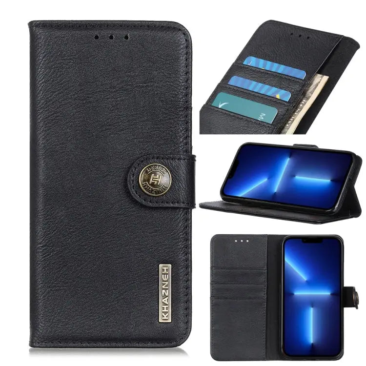 KHAZNEH Cowhide Texture Horizontal Flip Leather Case with Holder & Card Slots & Wallet For iPhone 13 For iPhone 13 Pro