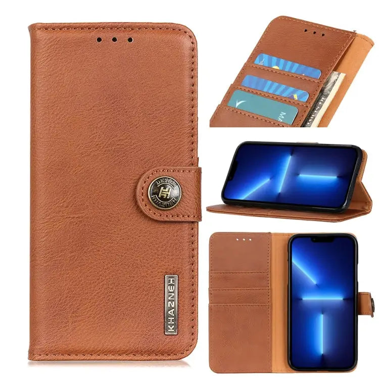 KHAZNEH Cowhide Texture Horizontal Flip Leather Case with Holder & Card Slots & Wallet For iPhone 13 For iPhone 13 Pro