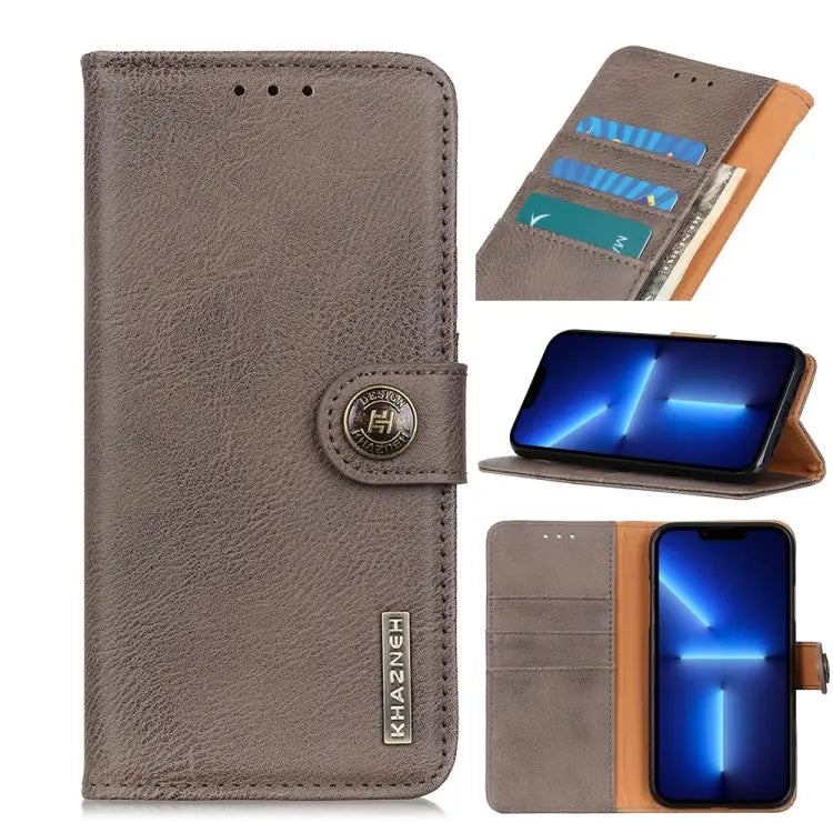 KHAZNEH Cowhide Texture Horizontal Flip Leather Case with Holder & Card Slots & Wallet For iPhone 13 For iPhone 13 Pro