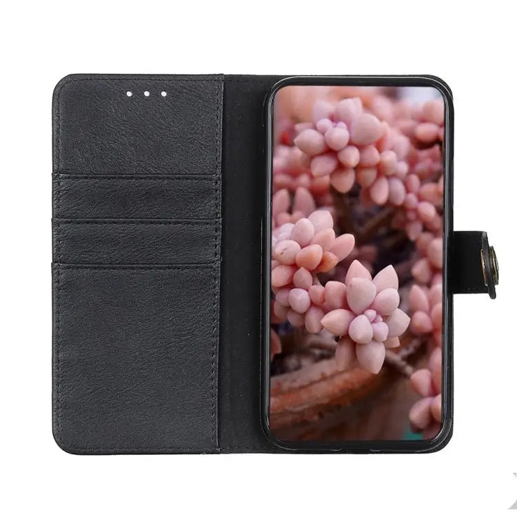 KHAZNEH Cowhide Texture Horizontal Flip Leather Phone Case For iPhone 16 Pro Max For iPhone 16 Pro For iPhone 16 Plus
