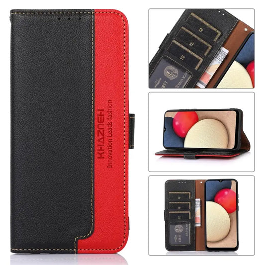 KHAZNEH Litchi Texture Leather RFID Phone Case - For iPhone 15 / Black