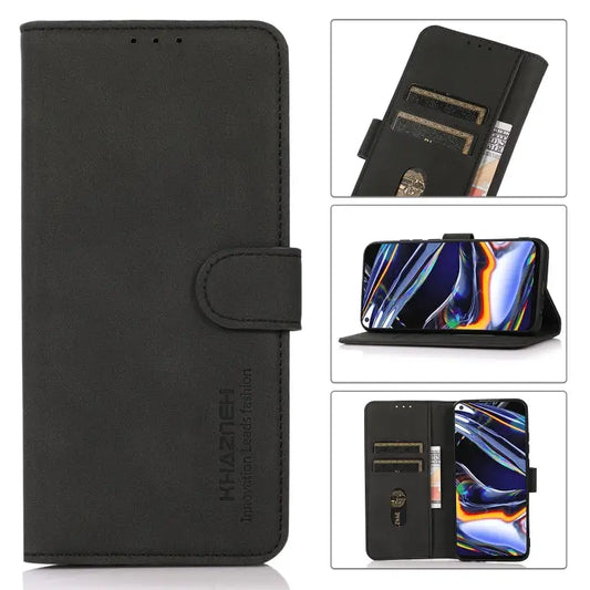 KHAZNEH Matte Texture Leather Phone Case - For iPhone 15 / Black