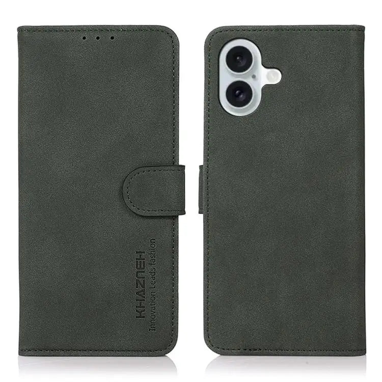 KHAZNEH Matte Texture Leather Phone Case - For iPhone 17 / Green