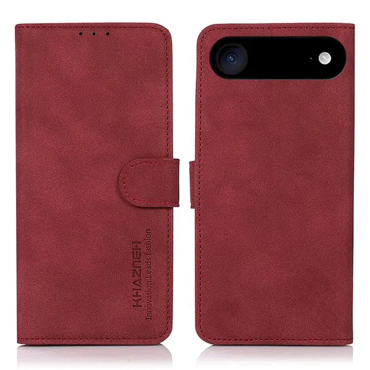 KHAZNEH Matte Texture Leather Phone Case - For iPhone Air / Red