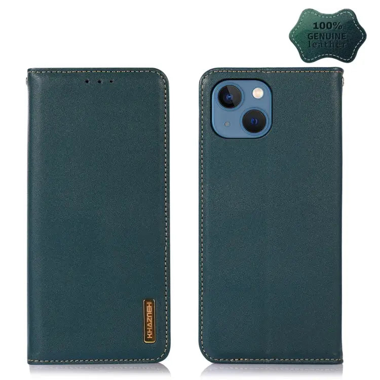 KHAZNEH Nappa Top Layer Cowhide Leather Phone Case For iPhone 13 - For iPhone 13 / Green - Apple Accessories