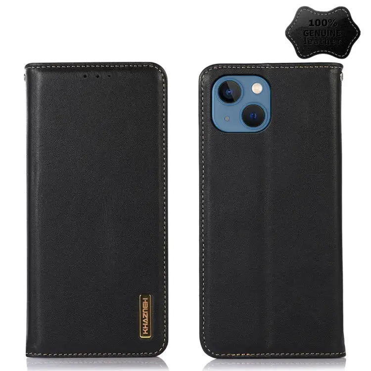 KHAZNEH Nappa Top Layer Cowhide Leather Phone Case For iPhone 13 - For iPhone 13 / Black - Apple Accessories