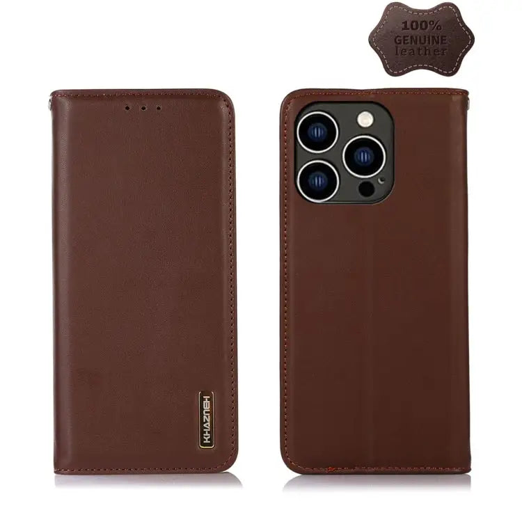 KHAZNEH Nappa Top Layer Cowhide Leather Phone Case For iPhone 14 For iPhone 14 Plus For iPhone 14 Pro Max For iPhone 14