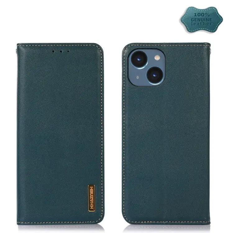 KHAZNEH Nappa Top Layer Cowhide Leather Phone Case For iPhone 15 - For iPhone 15 / Green
