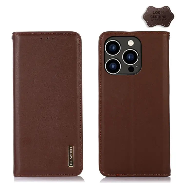 KHAZNEH Nappa Top Layer Cowhide Leather Phone Case For iPhone 15 Pro For iPhone 15 Plus For iPhone 15 - For iPhone 15