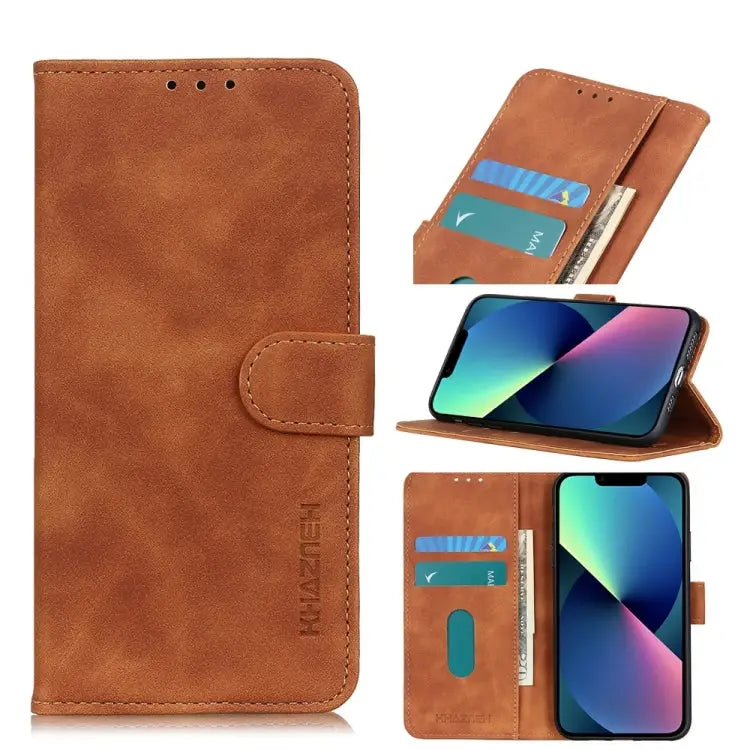 KHAZNEH Retro Texture Leather Phone Case For iPhone 14 For iPhone 14 Plus For iPhone 14 Pro For iPhone 14 Pro Max