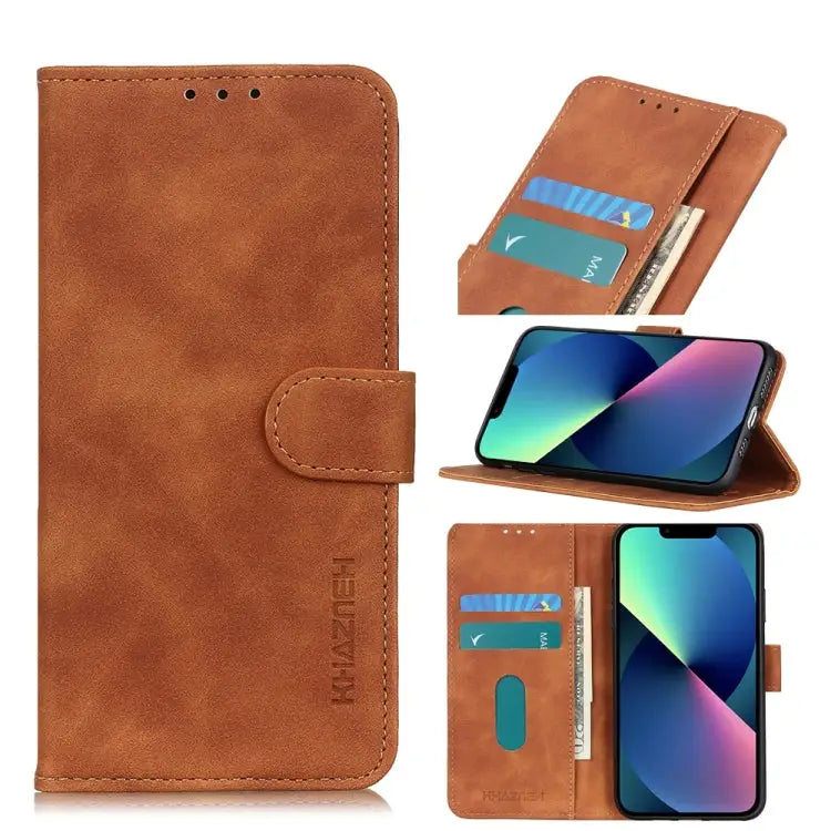 KHAZNEH Retro Texture PU + TPU Horizontal Flip Leather Case with Holder & Card Slots & Wallet For iPhone 13 mini