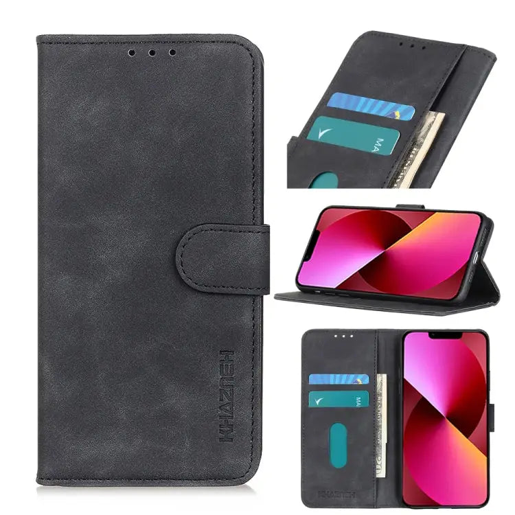 KHAZNEH Retro Texture PU + TPU Horizontal Flip Leather Case with Holder & Card Slots & Wallet For iPhone 13 mini