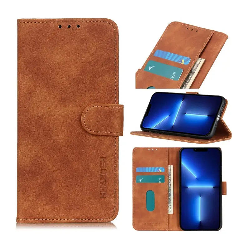 KHAZNEH Retro Texture PU + TPU Horizontal Flip Leather Case with Holder & Card Slots & Wallet For iPhone 13 mini