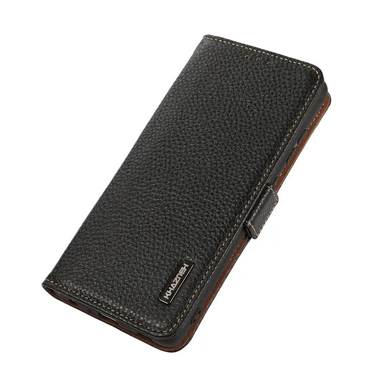 KHAZNEH Side-Magnetic Litchi Genuine Leather RFID Phone Case - Apple Accessories