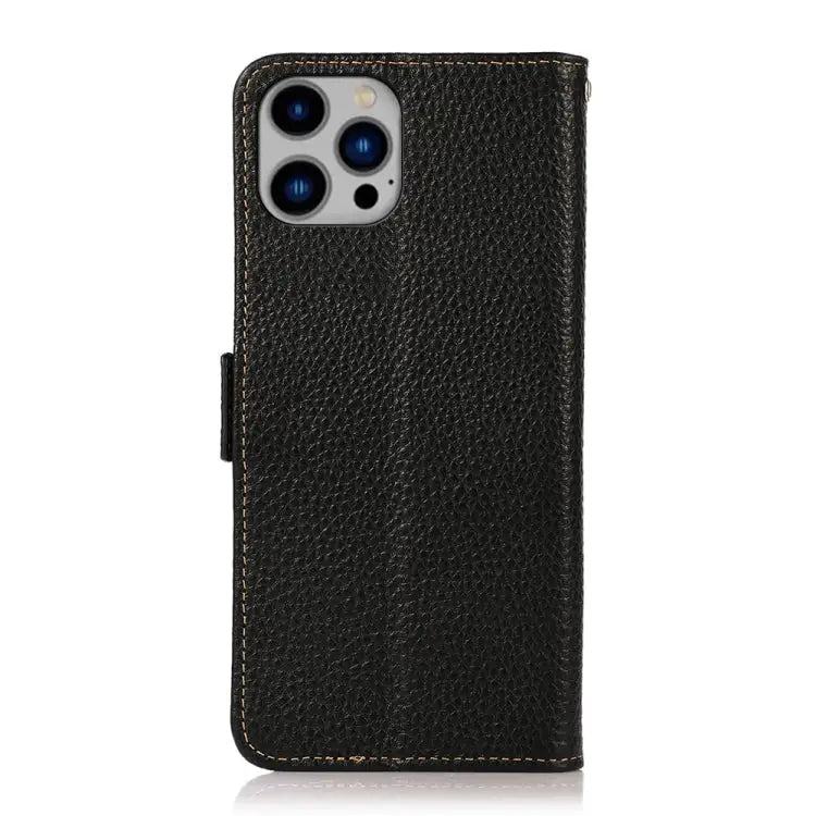 KHAZNEH Side-Magnetic Litchi Genuine Leather RFID Phone Case - Apple Accessories