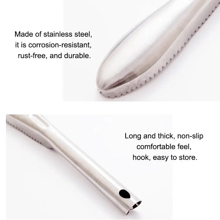 Kitchen Essential Stainless Steel Bidirectional Sawtooth Fish Scraper Fish Scale Planing Knife 22.5x3cm - 22.5x3cm