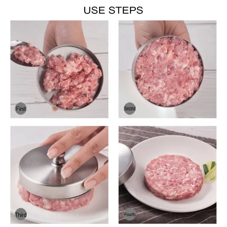 Kitchen Food Molds Stainless Steel Hamburger Meat Press Molds Tools 1PC 10356 Stainless Steel - 1PC 10356 Stainless