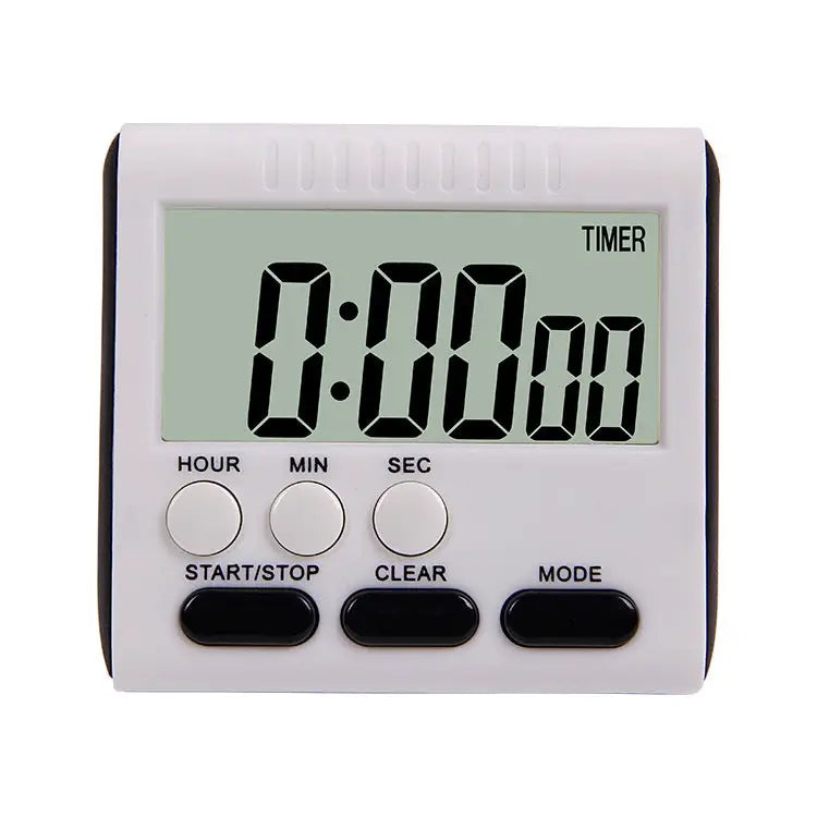 Kitchen Timer 24 Hours Digital Alarm Clock LCD Screen Magnetic Backing for Cooking Baking - Black