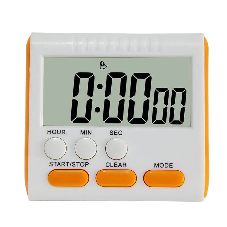 Kitchen Timer 24 Hours Digital Alarm Clock LCD Screen Magnetic Backing for Cooking Baking - Orange