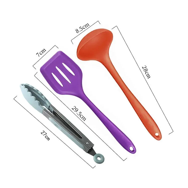 kn607 10 in 1 Colorful Silicone Kitchen Tools Set kn607 - kn607