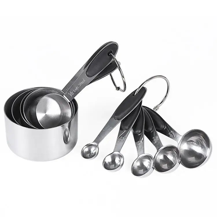 kn650 10 in 1 Black Stainless Steel Measuring Spoon Cake Mold Baking Tool Set 10 in 1 Measuring Spoon(Black) - 10 in 1