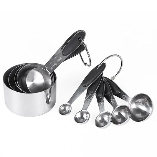 kn650 10 in 1 Black Stainless Steel Measuring Spoon Cake Mold Baking Tool Set 10 in 1 Measuring Spoon(Black) - 10 in 1