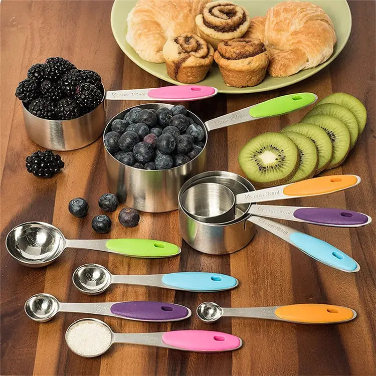 kn650 10 in 1 Black Stainless Steel Measuring Spoon Cake Mold Baking Tool Set 10 in 1 Measuring Spoon(Black) - 10 in 1