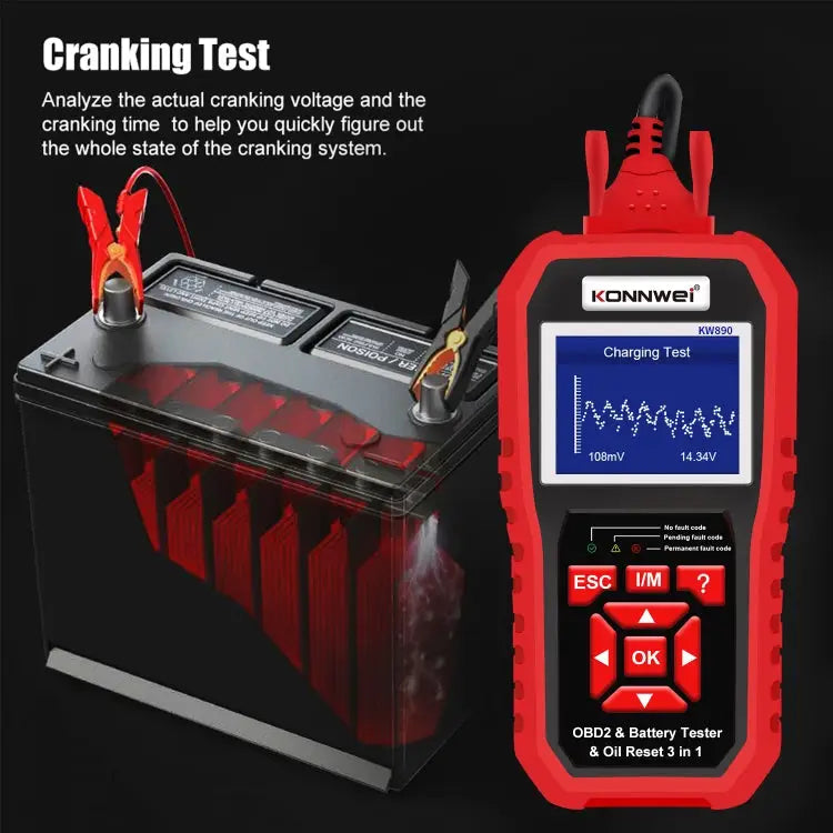 KONNWEI KW890 2 in 1 Car OBD2 Fault Detector + Maintenance Light Reseter KW890 - KW890
