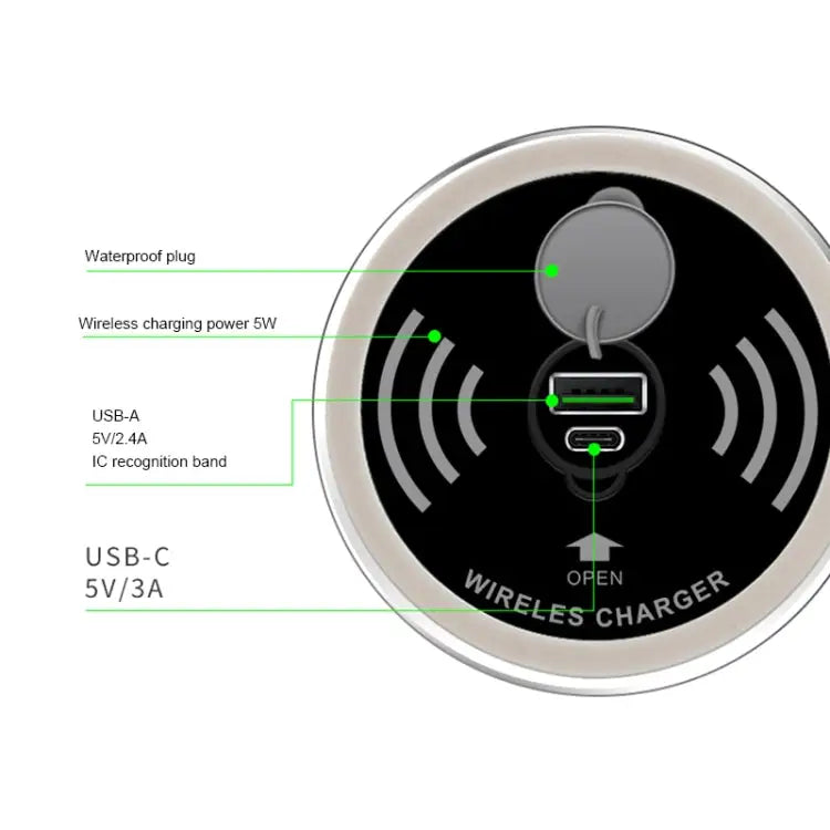 KP-ZMC Embedded Desktop Wireless Charger with PD + USB Interface Cable Length: 1.2m