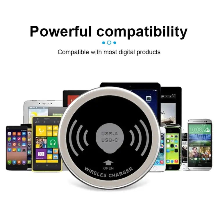 KP-ZMC Embedded Desktop Wireless Charger with PD + USB Interface Cable Length: 1.2m