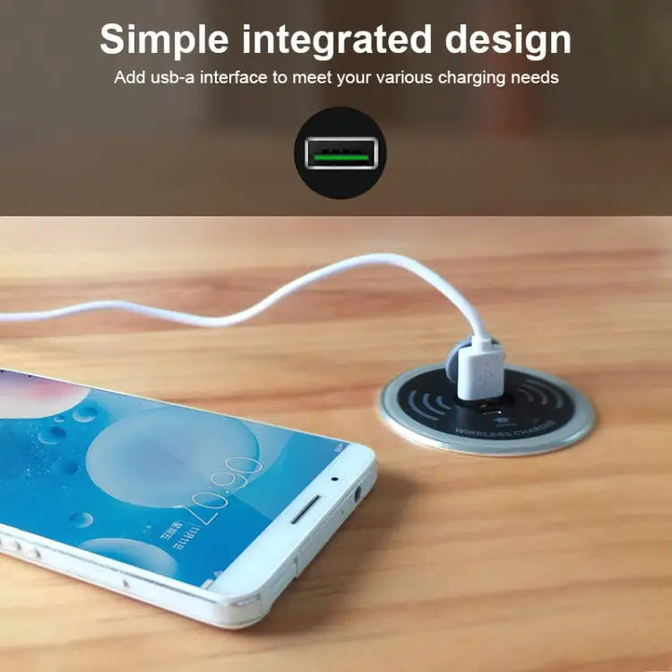 KP-ZMC Embedded Desktop Wireless Charger with PD + USB Interface Cable Length: 1.2m