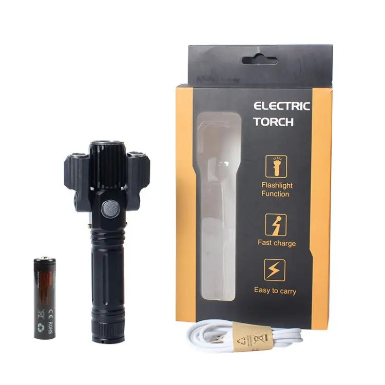 KS-738 USB Charging Waterproof T6 + XPE Zoomable LED Flashlight with 4-Modes & 18650 lithium battery KS-738 (&18650)