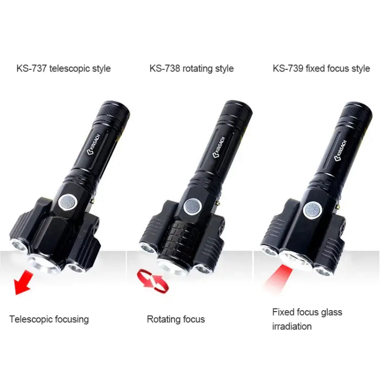 KS-739 USB Charging Waterproof T6 + XPE Fixed Focus LED Flashlight with 4-Modes KS-739 - KS-739
