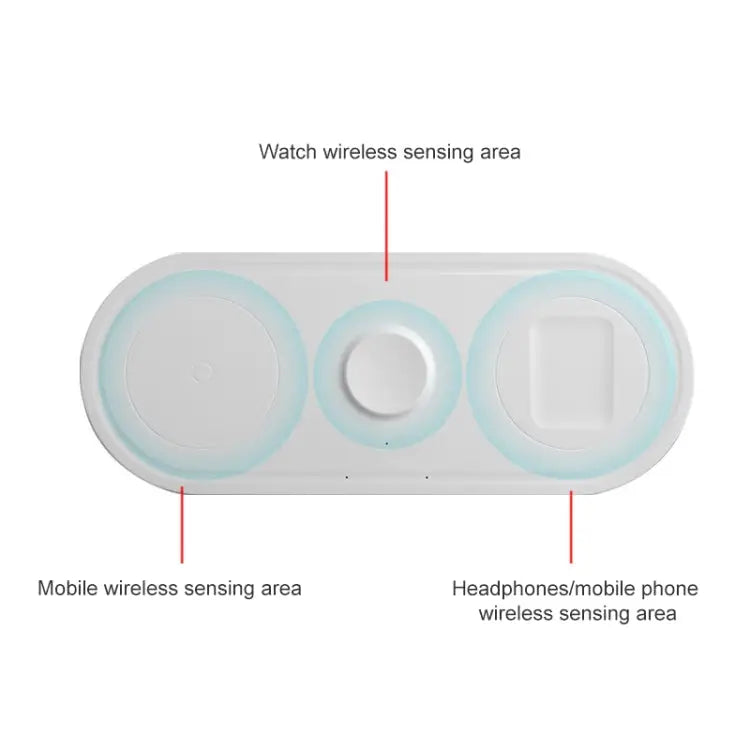 KT-W50A8 3 in 1 10W Multi-Function Bracket Wireless Charger for iPhones / iWatch / AirPods