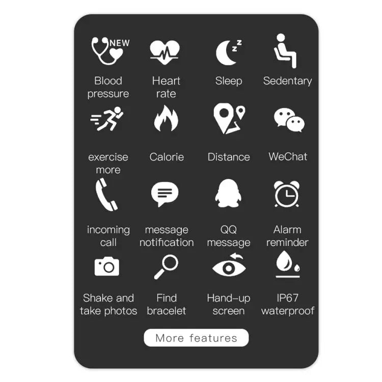 KY108 1.3 inches 240x240 Resolution Smart Bracelet IP67 Waterproof Support Call Reminder /Heart Rate Monitoring /Sleep