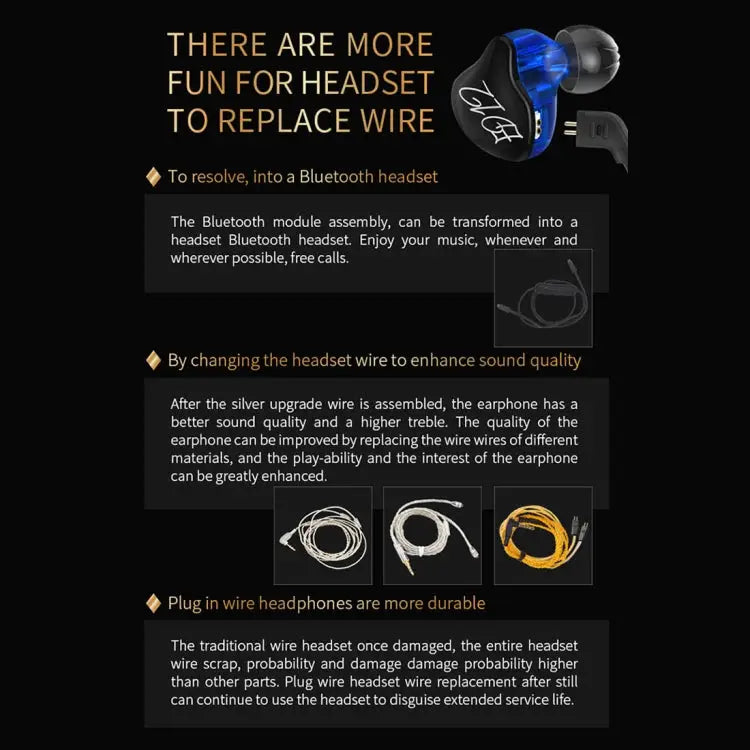 KZ ED12 3.5mm Jack Hanging Ear Sports Design In-Ear Style Wire Control Earphone Cable Length: 1.2m ED12 - ED12