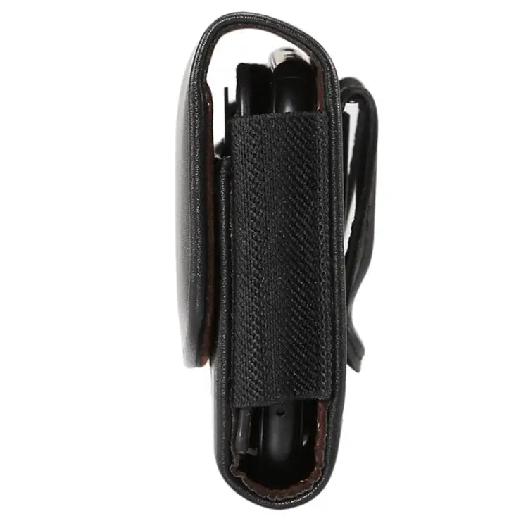 Lambskin Elastic Band Men 4.8 Inch Mobile Phone Universal Hanging Waist Leather Case with Card Slot