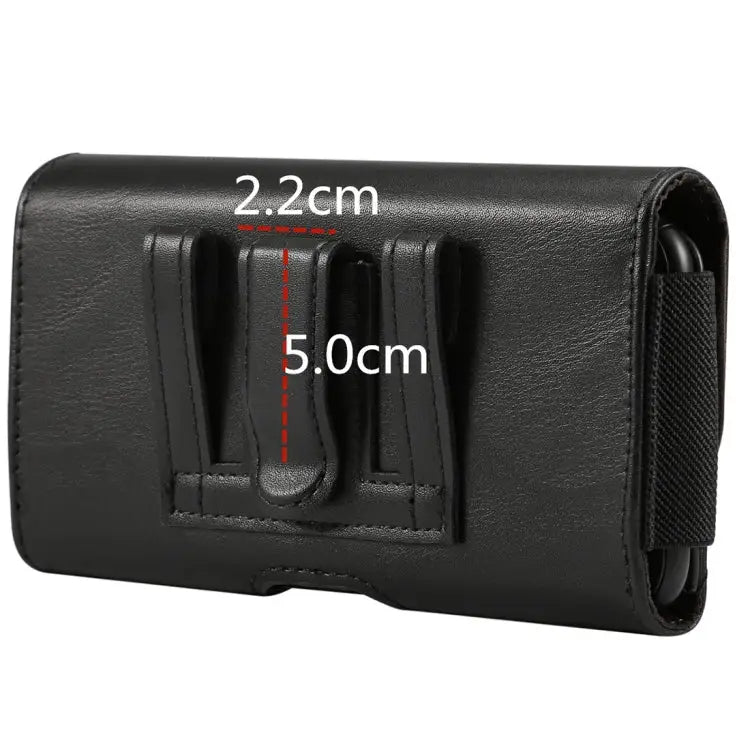 Lambskin Elastic Band Men 4.8 Inch Mobile Phone Universal Hanging Waist Leather Case with Card Slot