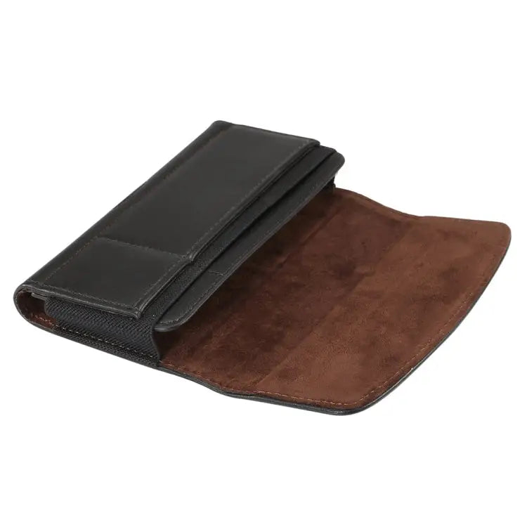 Lambskin Elastic Band Men 5.7-6.0 Inch Mobile Phone Universal Hanging Waist Leather Case with Card Slot For iPhone XS