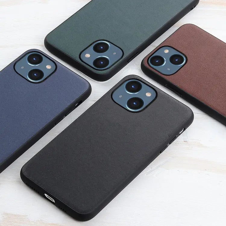 Lambskin Texture Genuine Leather Phone Case For iPhone 14 For iPhone 14 Plus For iPhone 14 Pro For iPhone 14 Pro Max