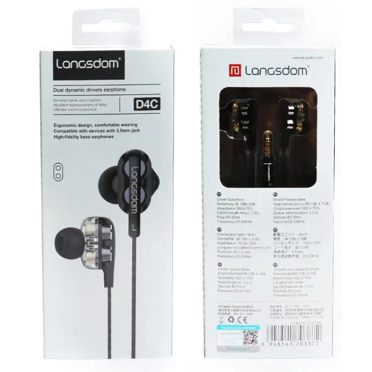 Langsdom Double Moving Coil with Wheat Headset - Black