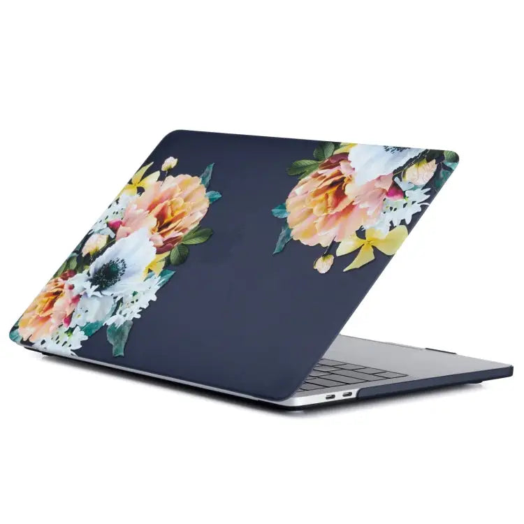 Laptop Water Stick Style Protective Case For Macbook Pro 16 inch - For Macbook Pro 16 inch / Black Flower - Apple