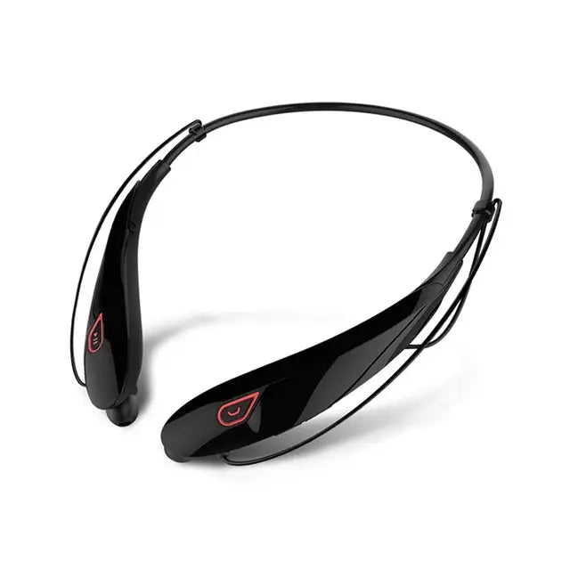 Large Capacity Bettery Handsfree Sport Wireless Bluetooth Stereo Earphones with Mic - Black red
